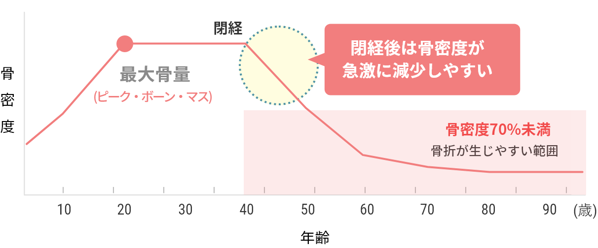 女性の骨密度の変化